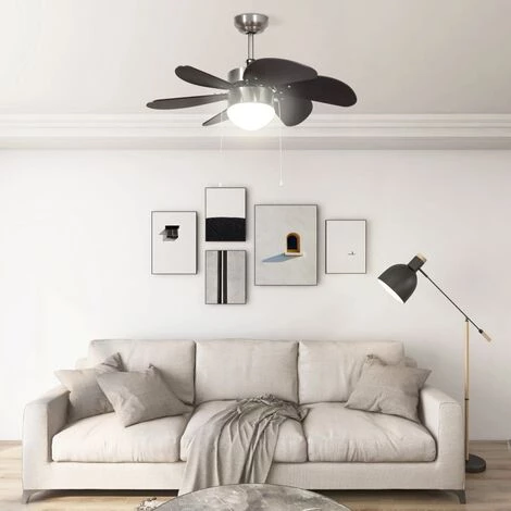 INLIFE Ventilateur De Plafond Avec Lampe 76 Cm Marron Foncé â Image 3