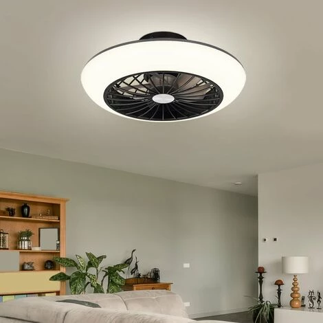 ETC-SHOP Ventilateur De Plafond Avec éclairage Plafonnier Silencieux Avec Ventilateur Plafonnier Chambre à Coucher, Fonction Mémoire De Refroidissement, 18 Watts LED 1100lm 3000K, DxH 30x12 Cm – Image 5