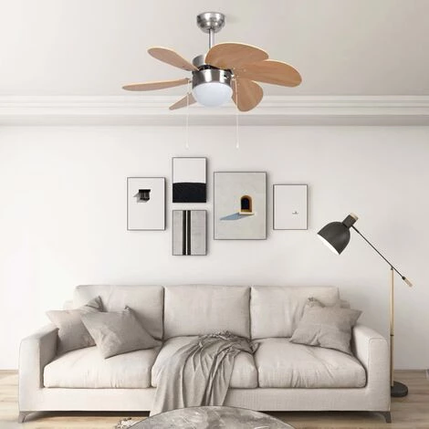 TRUE DEAL Ventilateur De Plafond Avec Lampe 76 Cm Marron Clair