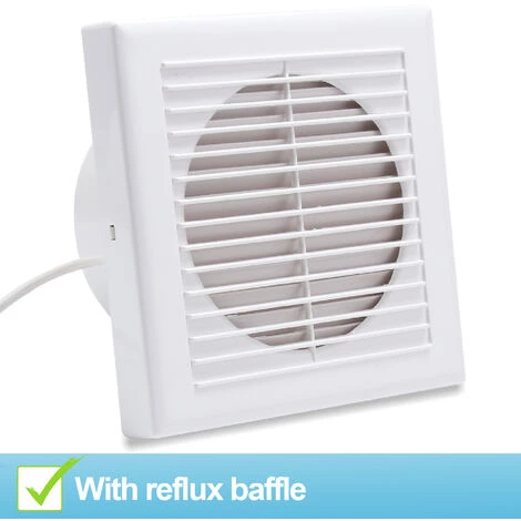 Hengda Ventilateur De Salle De Bain Ventilateur Mural Avec Déflecteur De Refoulement 150mm Hotte Aspirante Toilette Cuisine - Blanc â Image 5