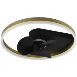 ETC-SHOP Ventilateur De Plafond Avec éclairage Et Télécommande Silencieux Chambre Plafonnier LED Dimmable, Couleurs De Lumière Minuterie Réglable, Veilleuse 3 Niveaux, Noir, D 50 Cm