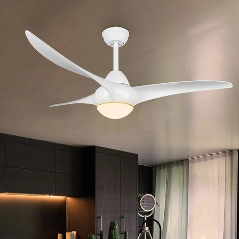 ETC-SHOP Ventilateur De Plafond Blanc Avec éclairage Ventilateur De Plafond Blanc Avec Télécommande Lampes Ventilateur Plafond, Minuterie CCT, 1x LED 20W 2300Lm, D 115 Cm – Image 2