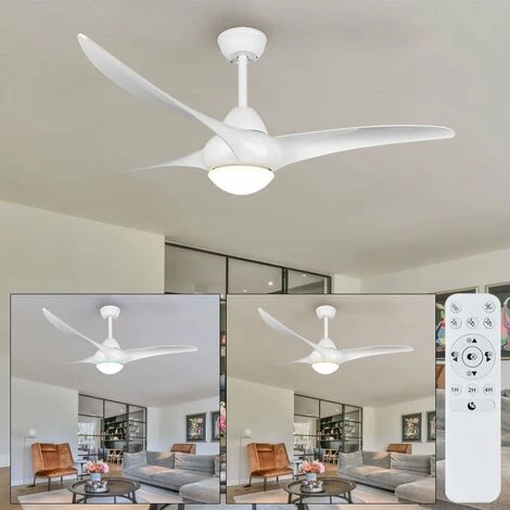 ETC-SHOP Ventilateur De Plafond Blanc Avec éclairage Ventilateur De Plafond Blanc Avec Télécommande Lampes Ventilateur Plafond, Minuterie CCT, 1x LED 20W 2300Lm, D 115 Cm – Image 5