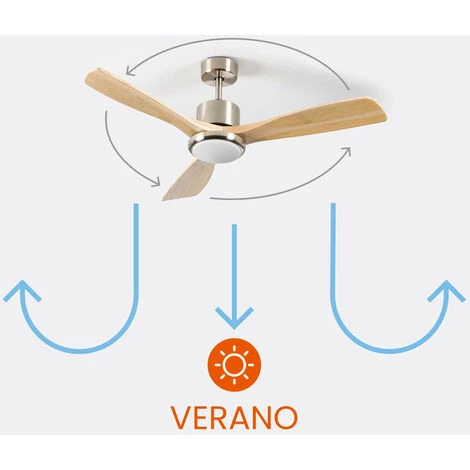 Ventilateur De Plafond Avec 3 Lames 56W 6 Vitesses Alaska Natural Wood Dayron â Image 4