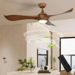 RELAX4LIFE Ventilateur De Plafond Silencieux 3 Pales Réversibles Avec Lampe Intégrée LED 3 Luminosités, Ventilateur De Plafond Diamètre De 132 Cm Avec 6 Vitesses Et Minuteur 1-8H