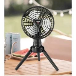 LITZEE Petit Ventilateur De Plafond Rechargeable Par USB - Portable - Intensité Variable - Pour L'extérieur Et L'intérieur - À Suspendre - Lampe De Nuit Multifonction