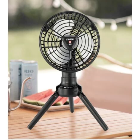 LITZEE Petit Ventilateur De Plafond Rechargeable Par USB - Portable - Intensité Variable - Pour L'extérieur Et L'intérieur - À Suspendre - Lampe De Nuit Multifonction