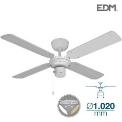 EDM 33802 VENTILATEUR DE PLAFOND BALTIC BLANC 50W Ø PALES 102 Cm.