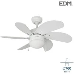 EDM 33985 VENTILATEUR DE PLAFOND MODÈLE ARAL BLANC 50W Ø PALES 76 Cm.