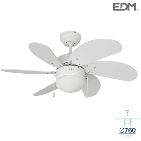 EDM 33985 VENTILATEUR DE PLAFOND MODÈLE ARAL BLANC 50W Ø PALES 76 Cm.