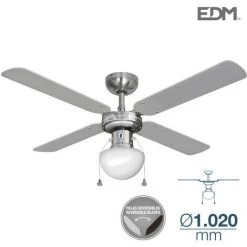 EDM 33801 VENTILATEUR DE PLAFOND CARIBE CHROME 50W Ø PALES 102 Cm.