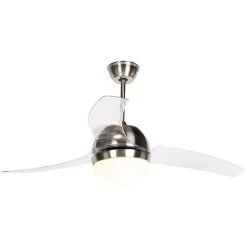 QAZQA Bora - Ventilateur De Plafond Moderne - 2 Lumière - Ø 120 Cm - Acier - Moderne - Éclairage Intérieur - Salon I Chambre I Cuisine I Salle à Manger - Acier