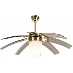 QAZQA Wings - Ventilateur De Plafond Moderne - 1 Lumière - Ø 106.5 Cm - Doré/Laiton - Moderne - Éclairage Intérieur - Salon I Chambre I Cuisine I Salle à Manger - Doré/Laiton