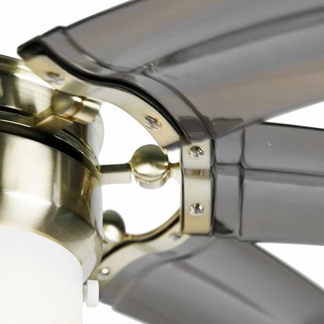 QAZQA Wings - Ventilateur De Plafond Moderne - 1 Lumière - Ø 106.5 Cm - Doré/Laiton - Moderne - Éclairage Intérieur - Salon I Chambre I Cuisine I Salle à Manger - Doré/Laiton â Image 3