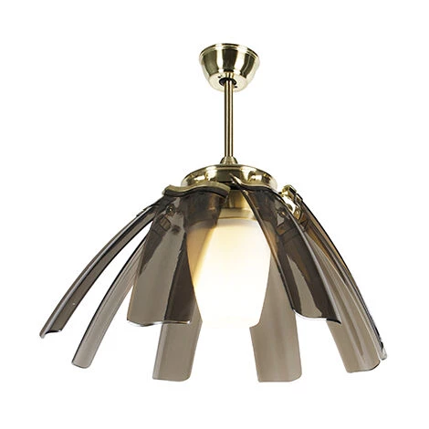 QAZQA Wings - Ventilateur De Plafond Moderne - 1 Lumière - Ø 106.5 Cm - Doré/Laiton - Moderne - Éclairage Intérieur - Salon I Chambre I Cuisine I Salle à Manger - Doré/Laiton â Image 4