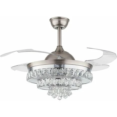 GOJOY Ventilateur De Plafond Moderne En Cristal Avec éclairage Et Télécommande - Silencieux - LED à Intensité Variable - Pour Salon, Salle à Manger, Café