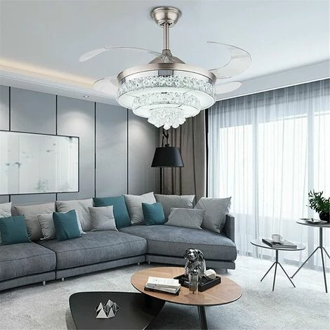 GOJOY Ventilateur De Plafond Moderne En Cristal Avec éclairage Et Télécommande - Silencieux - LED à Intensité Variable - Pour Salon, Salle à Manger, Café â Image 3