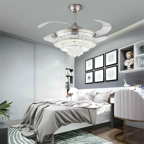 GOJOY Ventilateur De Plafond Moderne En Cristal Avec éclairage Et Télécommande - Silencieux - LED à Intensité Variable - Pour Salon, Salle à Manger, Café â Image 4