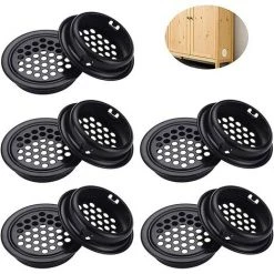 PESCE Grille De Ventilation Inox Ronde Grille Ventilation Inoxydable Grille De Ventilation Inox Ronde 10 Pièces Grille D’aération Noir Pour Armoire Placard Ventilation Pour Cuisine Meubles