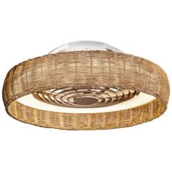 INSPIRED LIGHTING Mantra Kilimanjaro Plafonnier LED à Intensité Variable Et Ventilateur CC 35 W, Télécommande, Rotin Beige