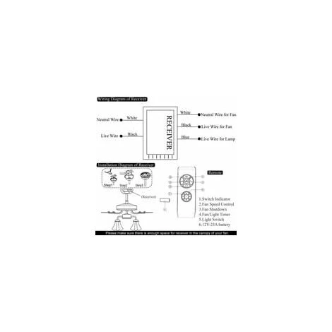 AOUGO Telecommande Pour Ventilateur De Plafond,radio-pilotée Telecommande,contrôleur De Ventilateur, 3 Vitesses, 4 Minuteries(1 Ensemble) â Image 2