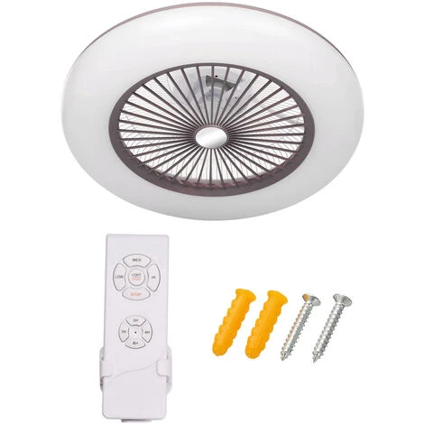 SUPERSELLER Ventilateur De Plafond Avec éclairage LED Vitesse Du Vent Réglable Avec Télécommande Sans Batterie 36W Plafonnier LED Moderne Pour Chambre Salon Salle à Manger - Marron