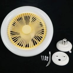 ASUPERMALL Lampe De Ventilateur De Plafond à Tête E27, Lampe De Ventilateur De Plafond Réglable à 3 Positions Pour Chambre D'enfant/chambre à Coucher, Jaune