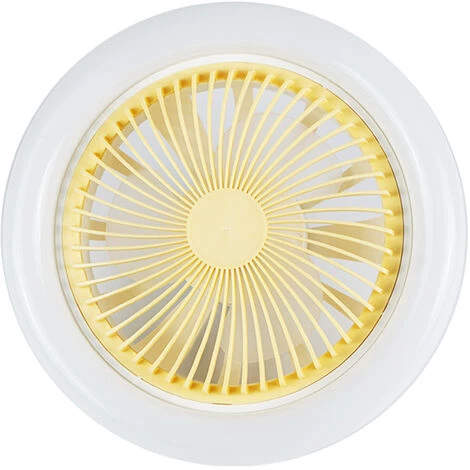 SUPERSELLER Plafonnier E27 Tête De Lampe Plafond Double Usage Ventilateur Lampe Réglage 3 Vitesses Petit Ventilateur De Plafond Lumière Pour Chambre D'enfants Chambre - Jaune – Image 2