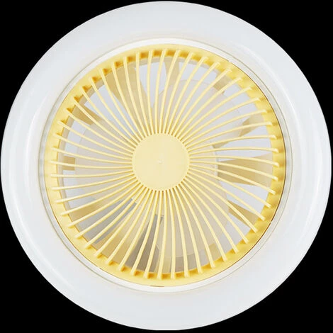 SUPERSELLER Plafonnier E27 Tête De Lampe Plafond Double Usage Ventilateur Lampe Réglage 3 Vitesses Petit Ventilateur De Plafond Lumière Pour Chambre D'enfants Chambre - Jaune – Image 3